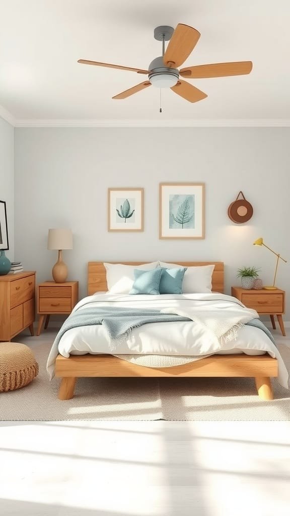 Cozy coastal bedroom featuring driftwood-inspired furniture and soft linens.