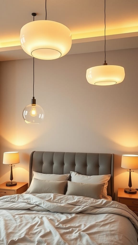 Modern bedroom with elegant lighting fixtures